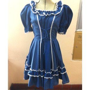 Vintage Sweet Lolita Cottagecore Square Dancing Dress Size 8